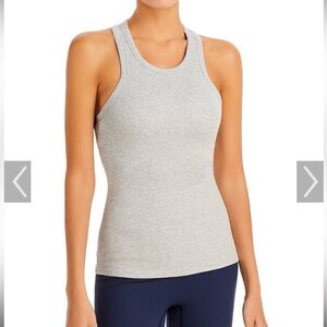 ALO Yoga Aspire Ribbed Full Length Gray Racerback Tank Top